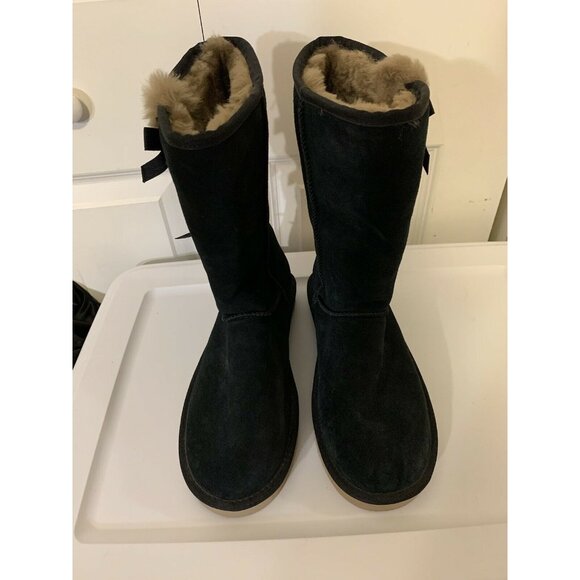 Koolaburra by UGG Victoria Tall Boots Bows‎ 1015875 Suede Black US Sz 9 - Picture 3 of 9